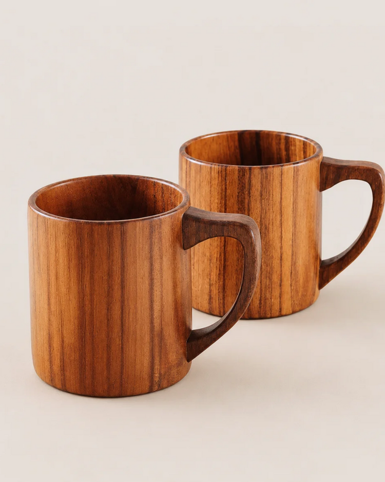 Teak Wood Coffee Mug (Set of 2)