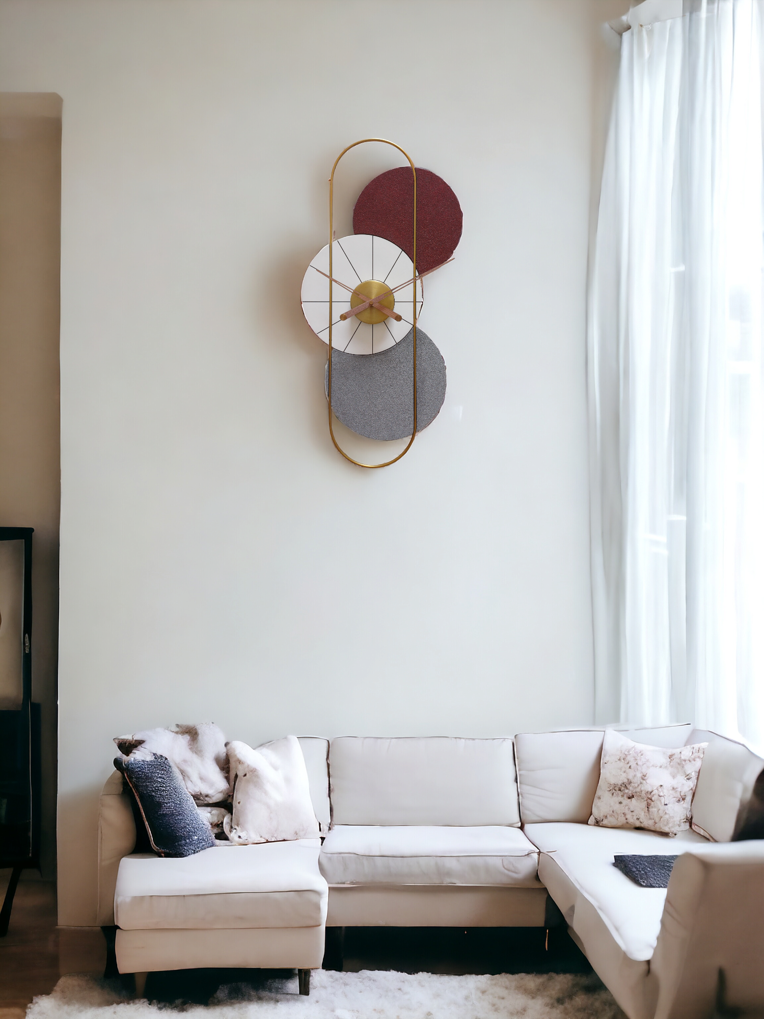 Geometric Vertical Wall Clock with Metal Frame