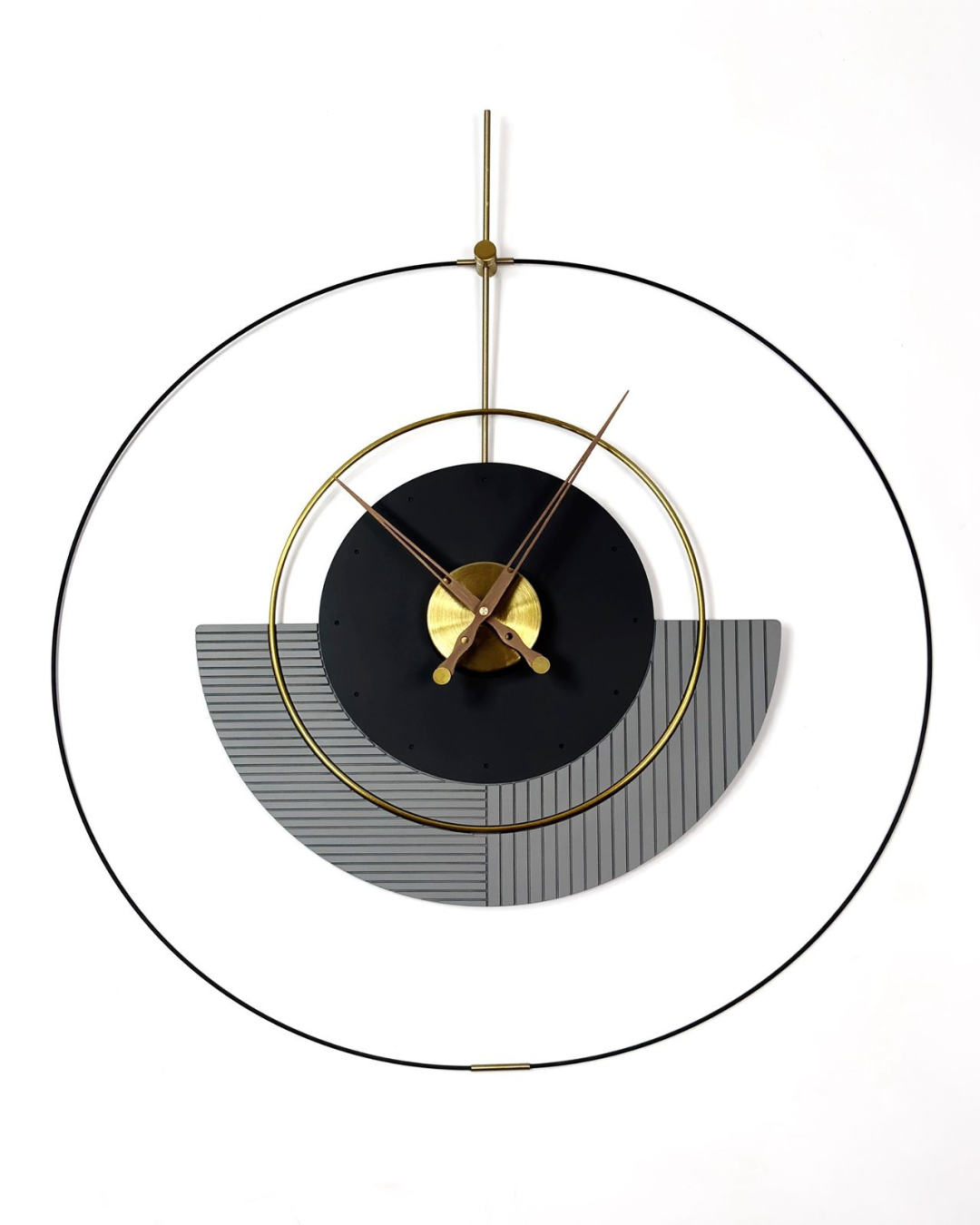 Luxury Nordic Orbit Silent Wall Clock – Modern Black & Grey Metal Designer Clock