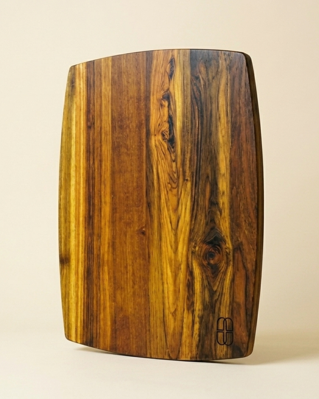 Natural Grain Teak Wood Cutting Board with Curved Edges | Wooden Chopping Board for Modern Kitchen