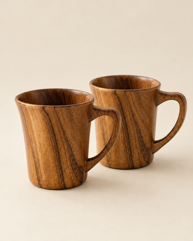 Teak Wood Coffee Mug Pack of 2
