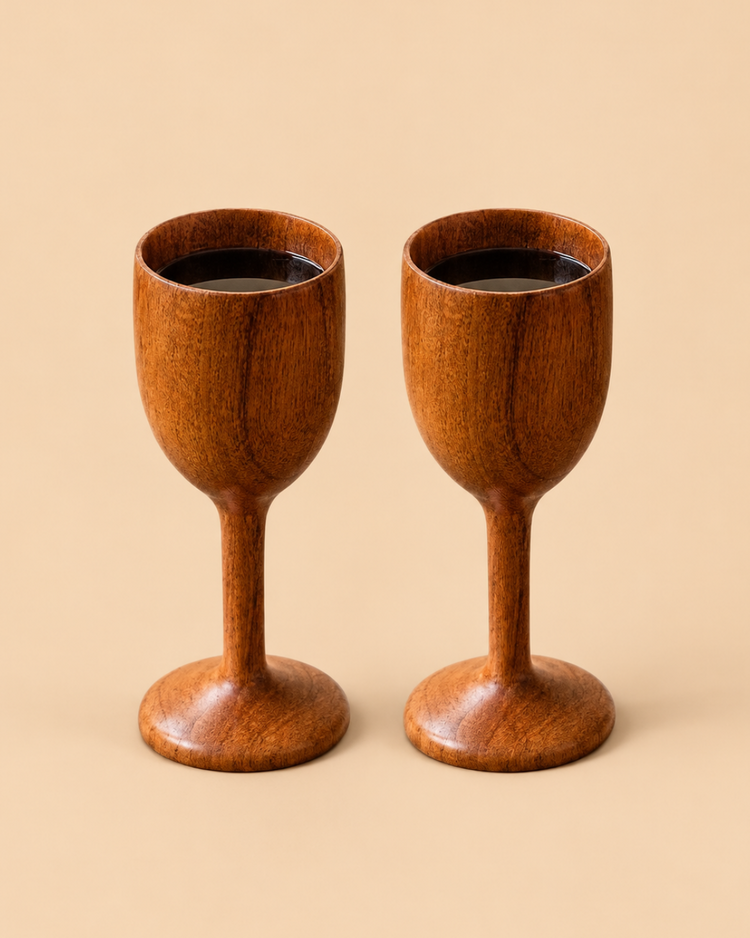 Small Teak Wood Wine Glass (Set of 2) 60ml