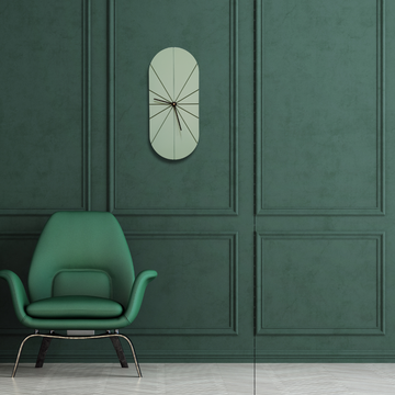 Vertical Radial Oval Green Wall Clock