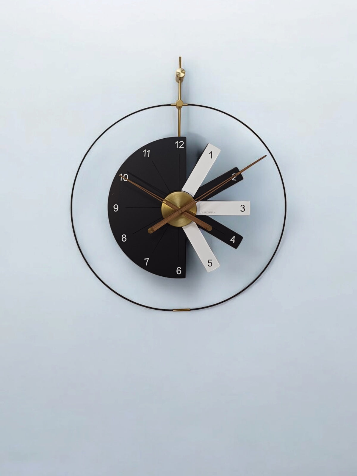 Gold and black oversized round wall clock