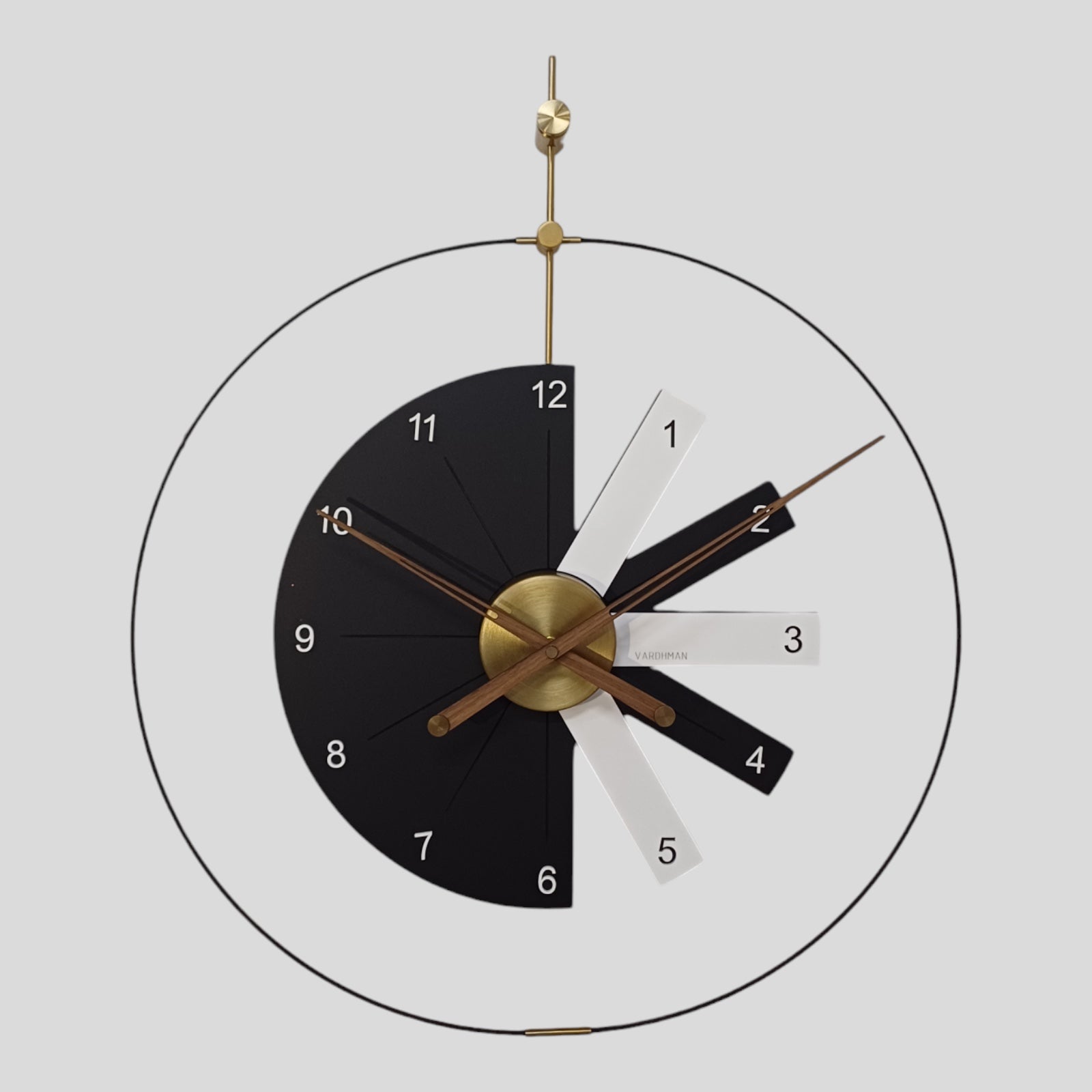 Gold and black oversized round wall clock