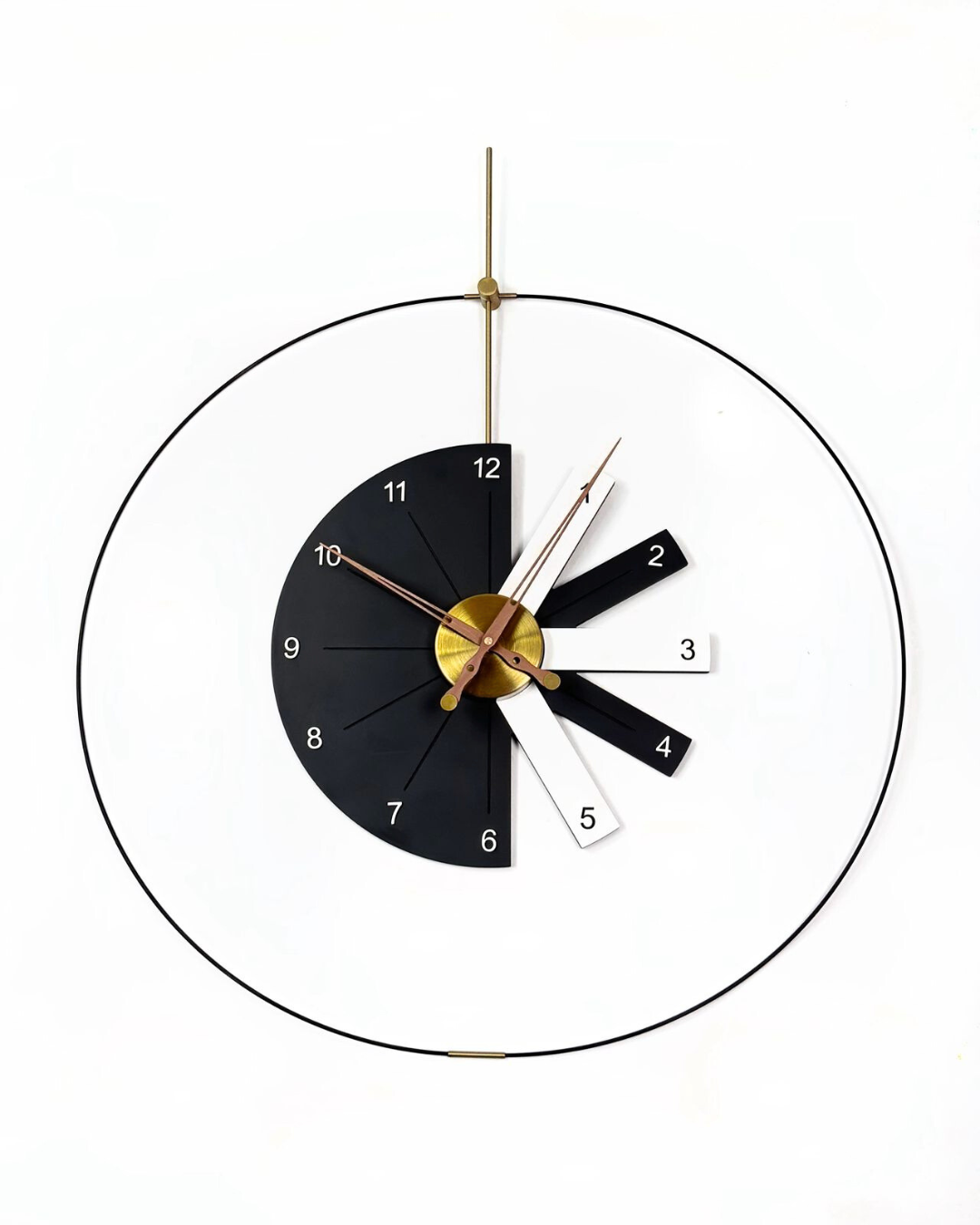 Gold and black oversized round wall clock