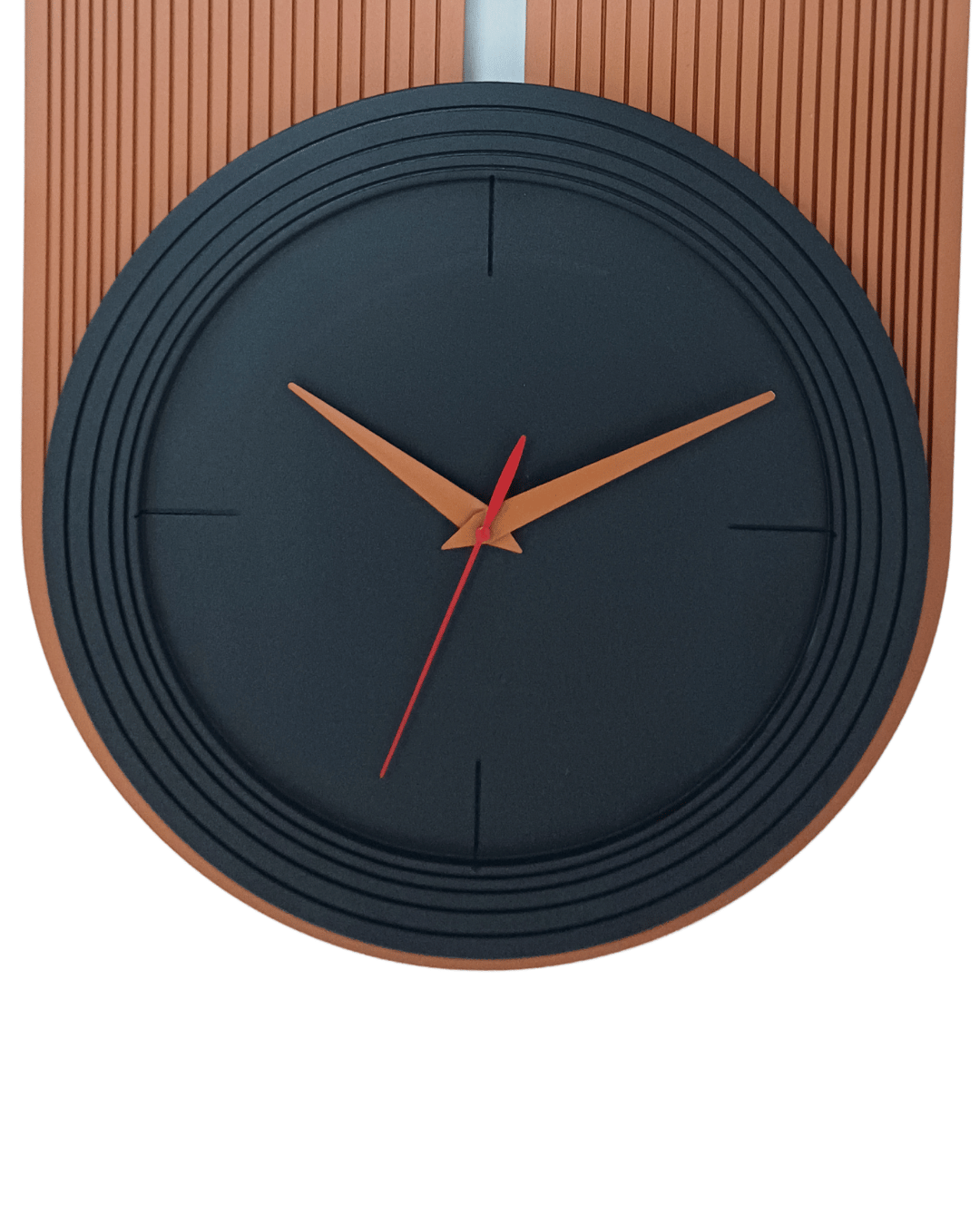 black and orange abstract wall clock