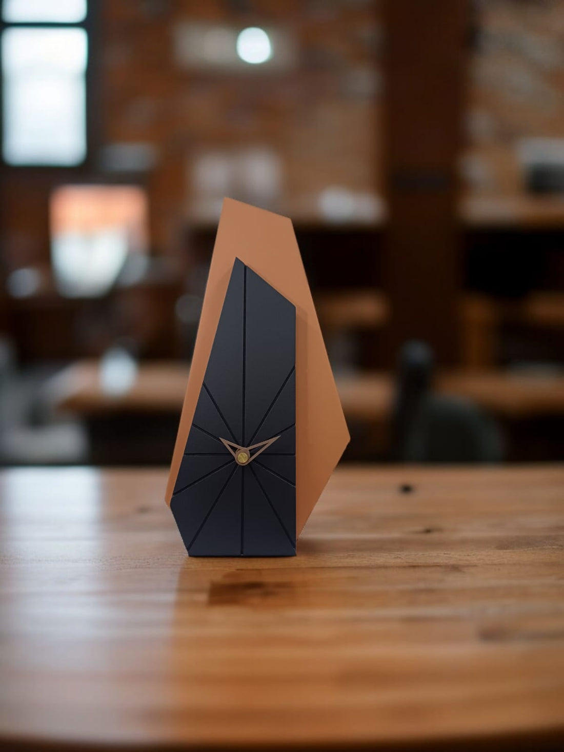 black abstract table clock