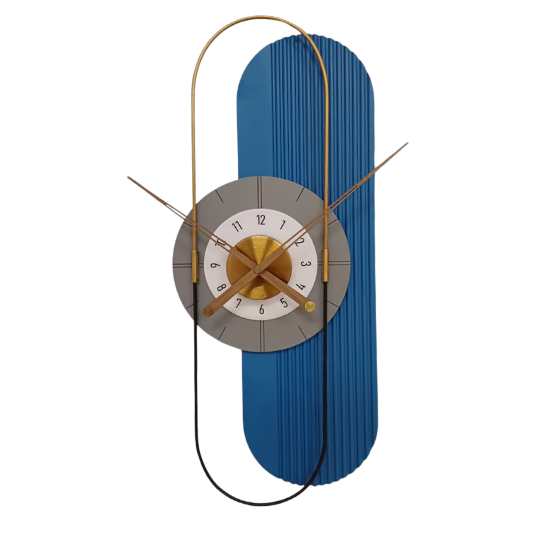 large size blue abstract wall clock