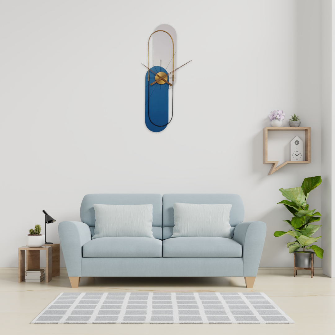 blue and grey large size wall clock