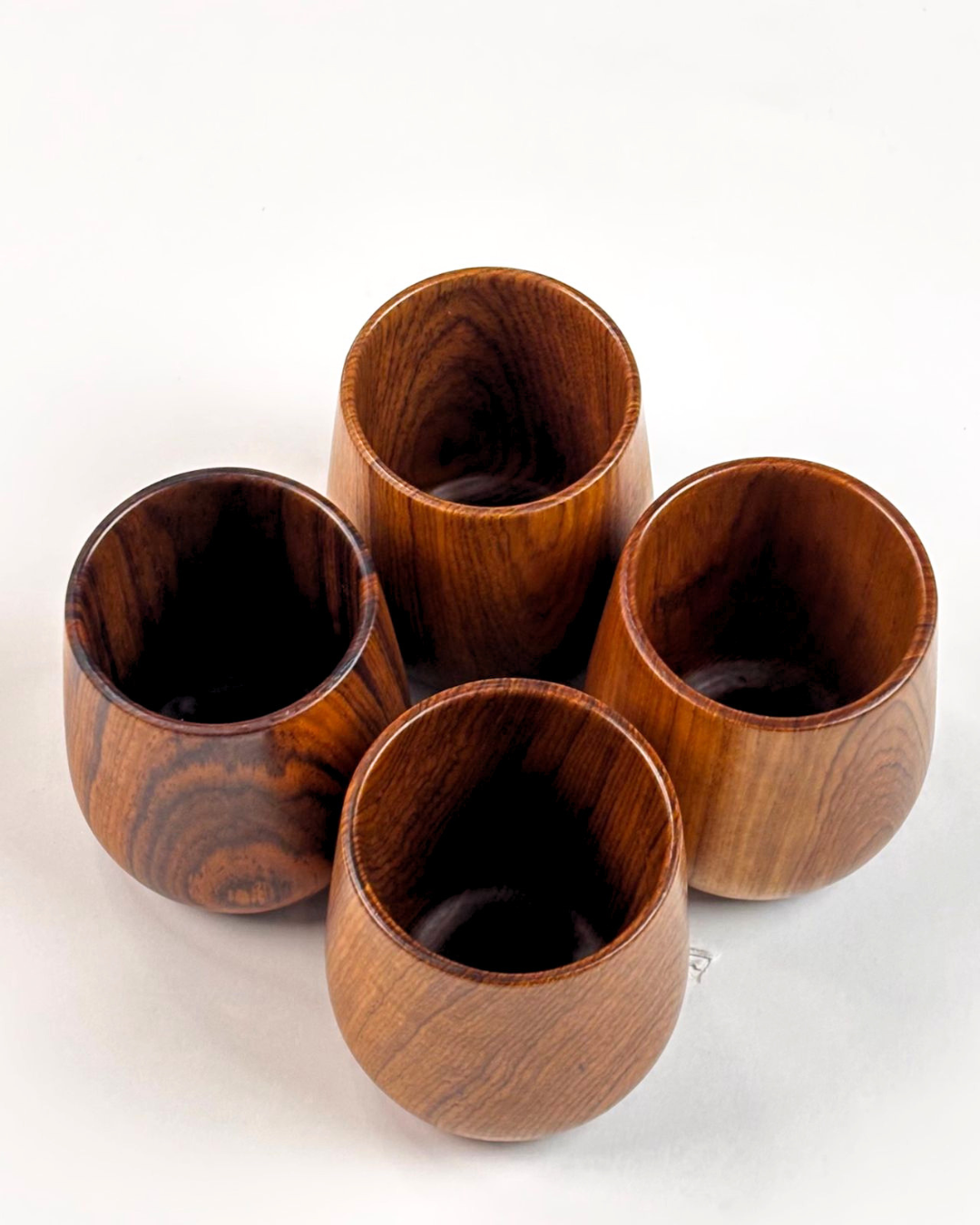 Premium teakwood cup wooden glass natural finish durable eco friendly