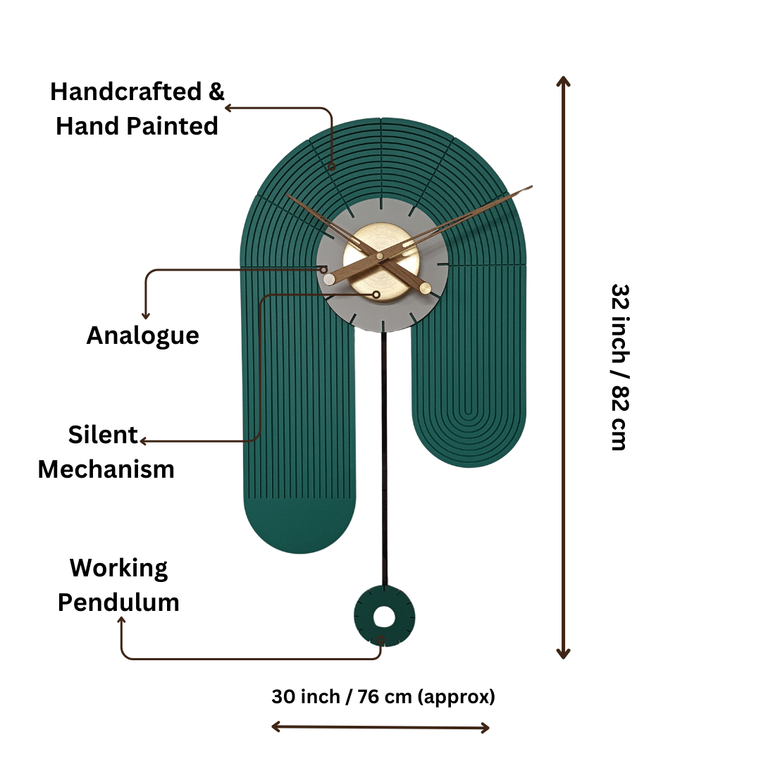 green arch pendulum wall clock