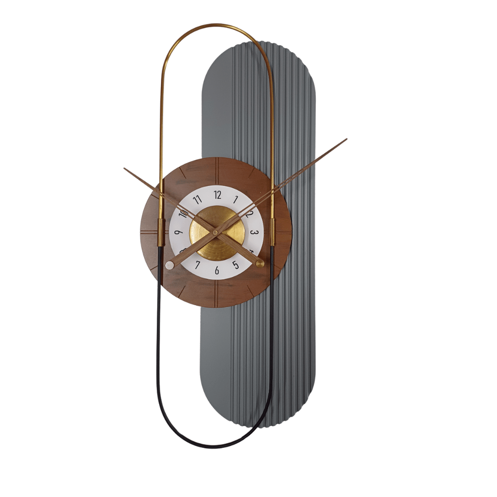 Grey Abstract Vertical Wall Clock for Living Room | The Brand Barrel