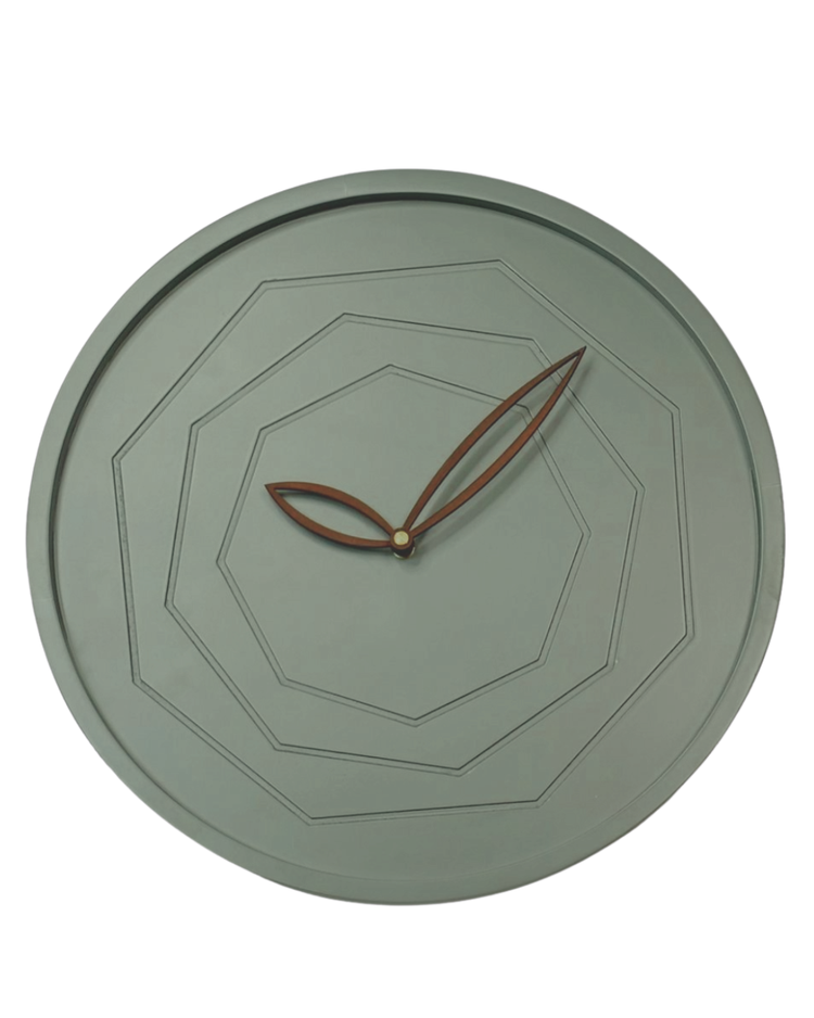 Minimalist Sage Grey Wall Clock | Silent Non-Ticking | Living Room Decor
