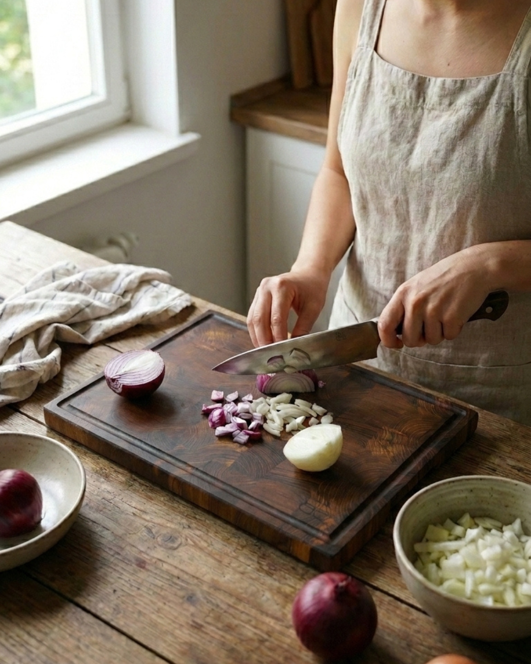 Handcrafted Teak Wood Cutting Board with Juice Groove | Antibacterial End-Grain Chopping Board