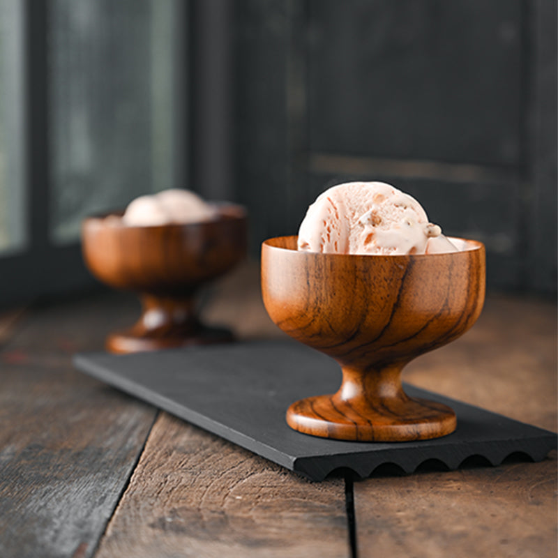 Wooden Ice Cream Cup with Spoon (Set of 4)