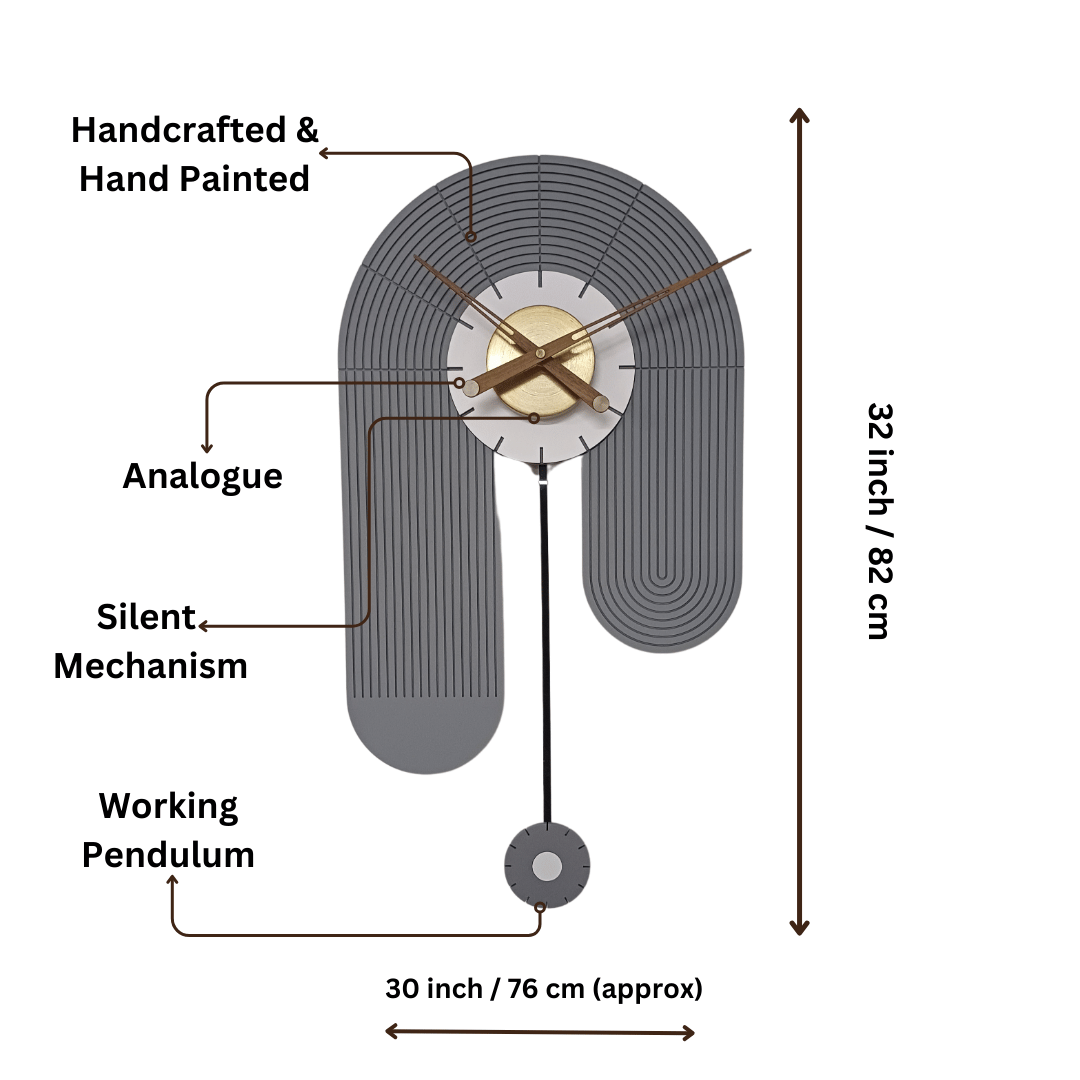 large grey pendulum wall clock