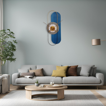 large size blue abstract wall clock