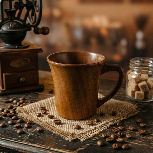 Teak Wood Coffee Mug Pack of 1