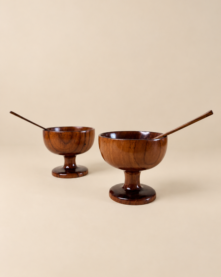 Wooden Ice Cream Cup with Spoon (Set of 2)