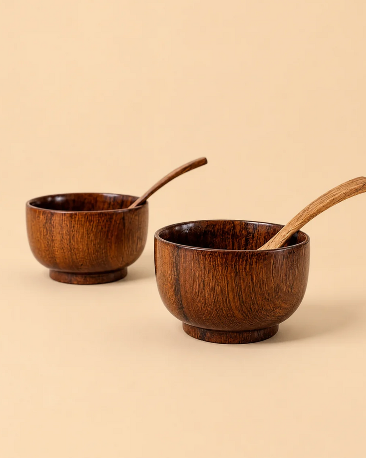 Teak Wood Soup Bowl (Set of 2)