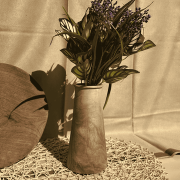 rustic wooden flower vase