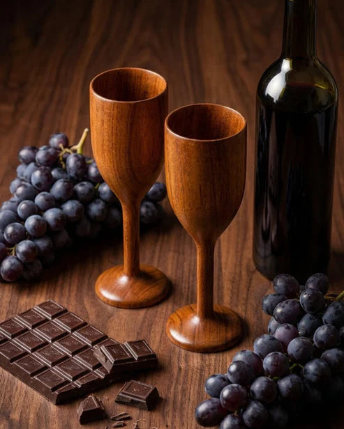 Small Teak Wood Wine Glass (Set of 2) 60ml