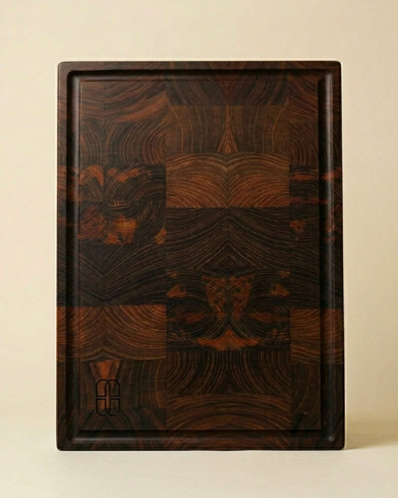 Mosaic End-Grain Teak Wood Cutting Board with Juice Groove | Luxury Wooden Chopping Board