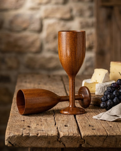 Small Teak Wood Wine Glass (Set of 2) 60ml