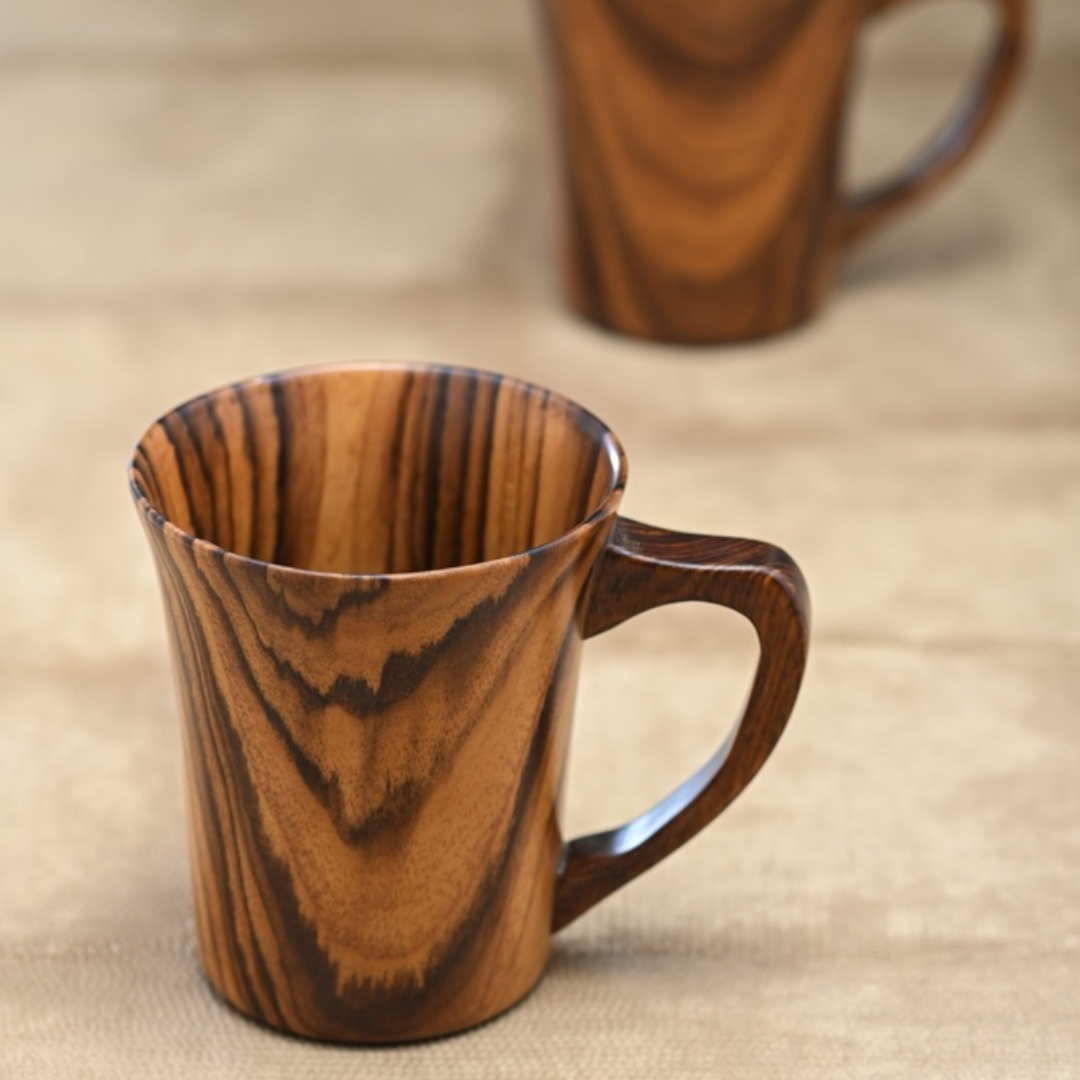 teak wood coffee mug 