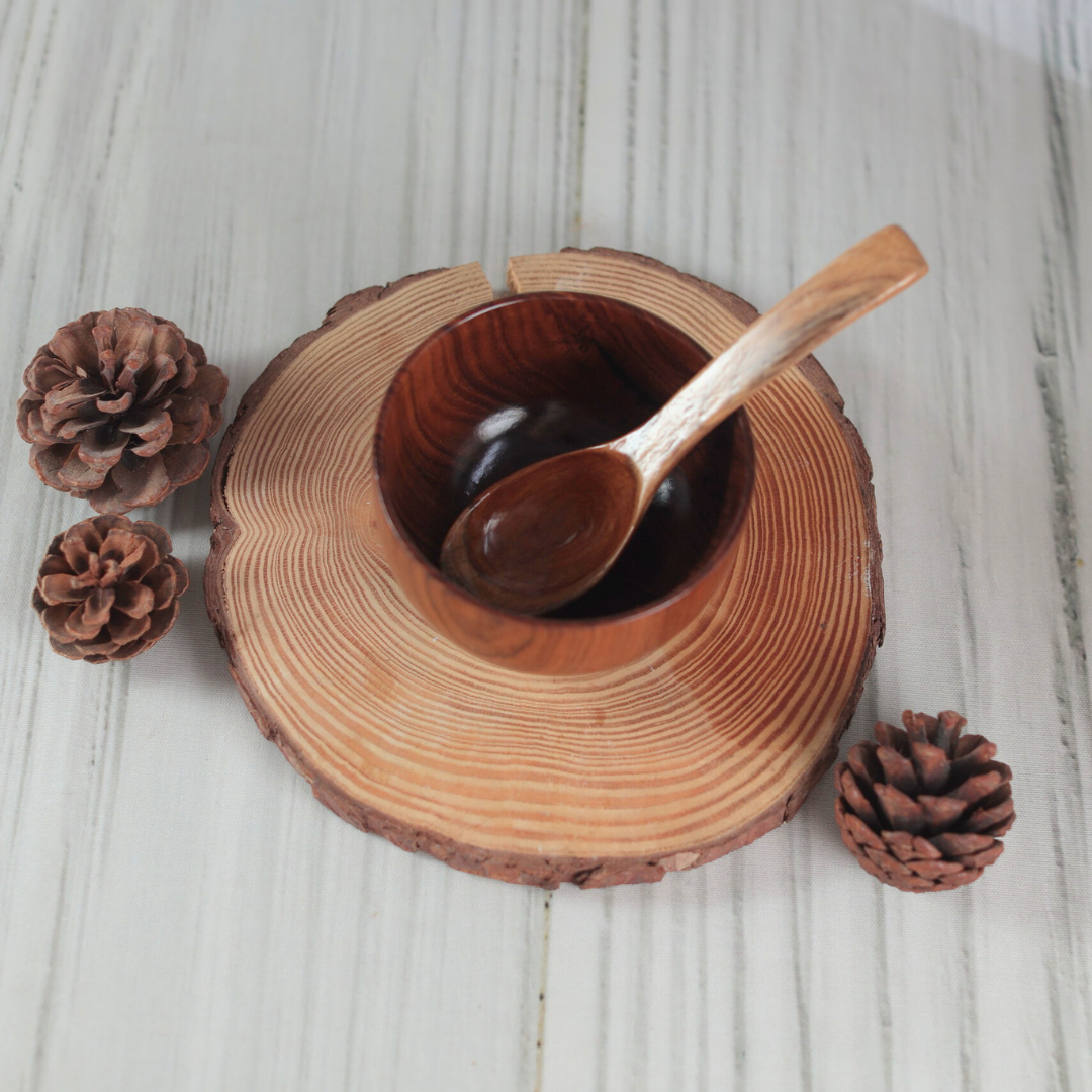teak wood soup bowl