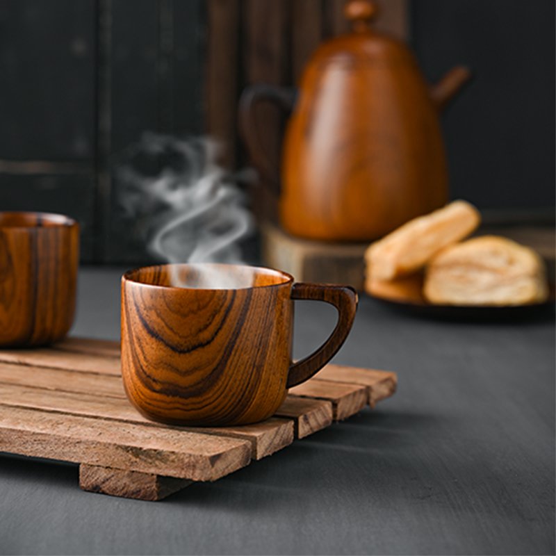 teak wood tea cup 