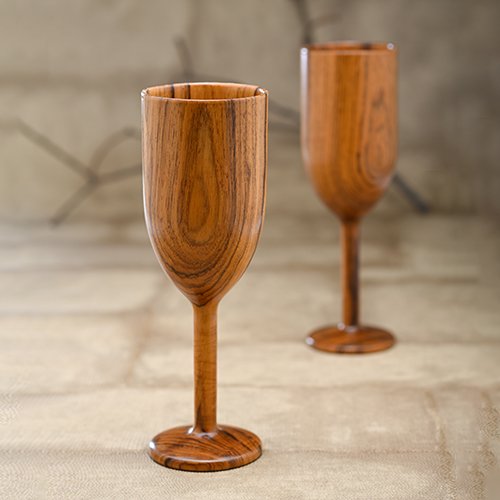 teak wood wine glass