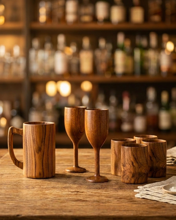 Teak Wood Barware Collection Bundle