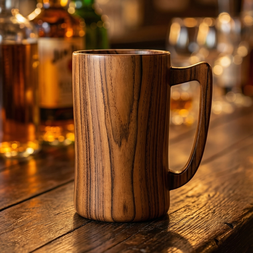 Teak Wood Beer Glass (700ML)