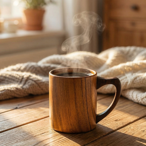 Teak Wood Coffee Mug (Set of 2)