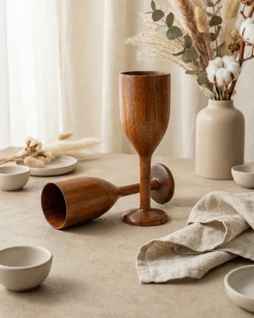 Teak Wood Wine Glass (Set of 2) 150ml
