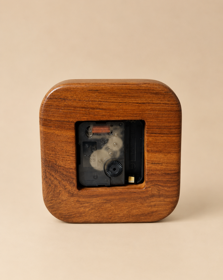 Natural Teakwood Desk Clock | Silent & Minimal