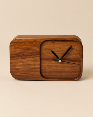 Classic Teakwood Silent Desk Clock | Solid & Natural