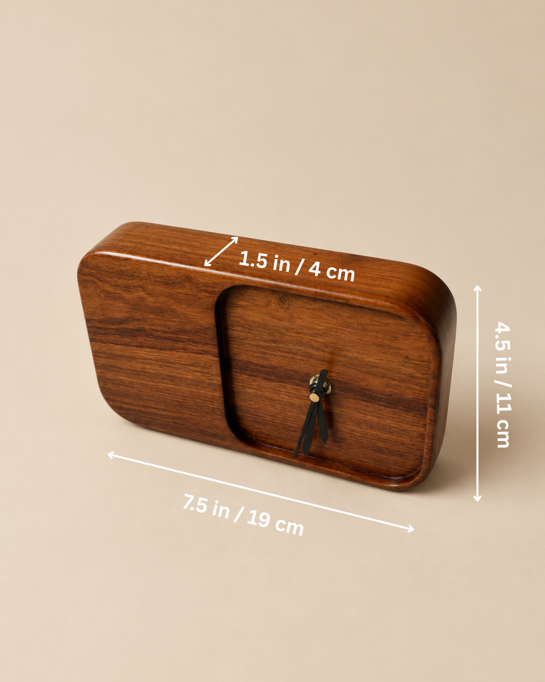 Classic Teakwood Silent Desk Clock | Solid & Natural