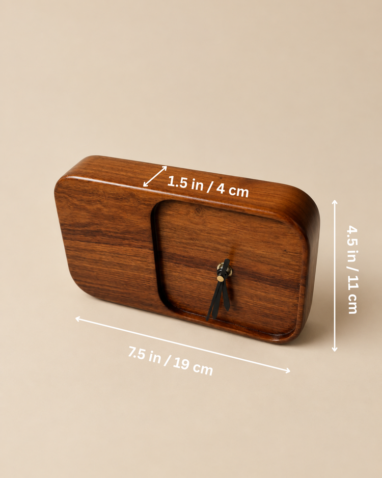 Classic Teakwood Silent Desk Clock | Solid & Natural