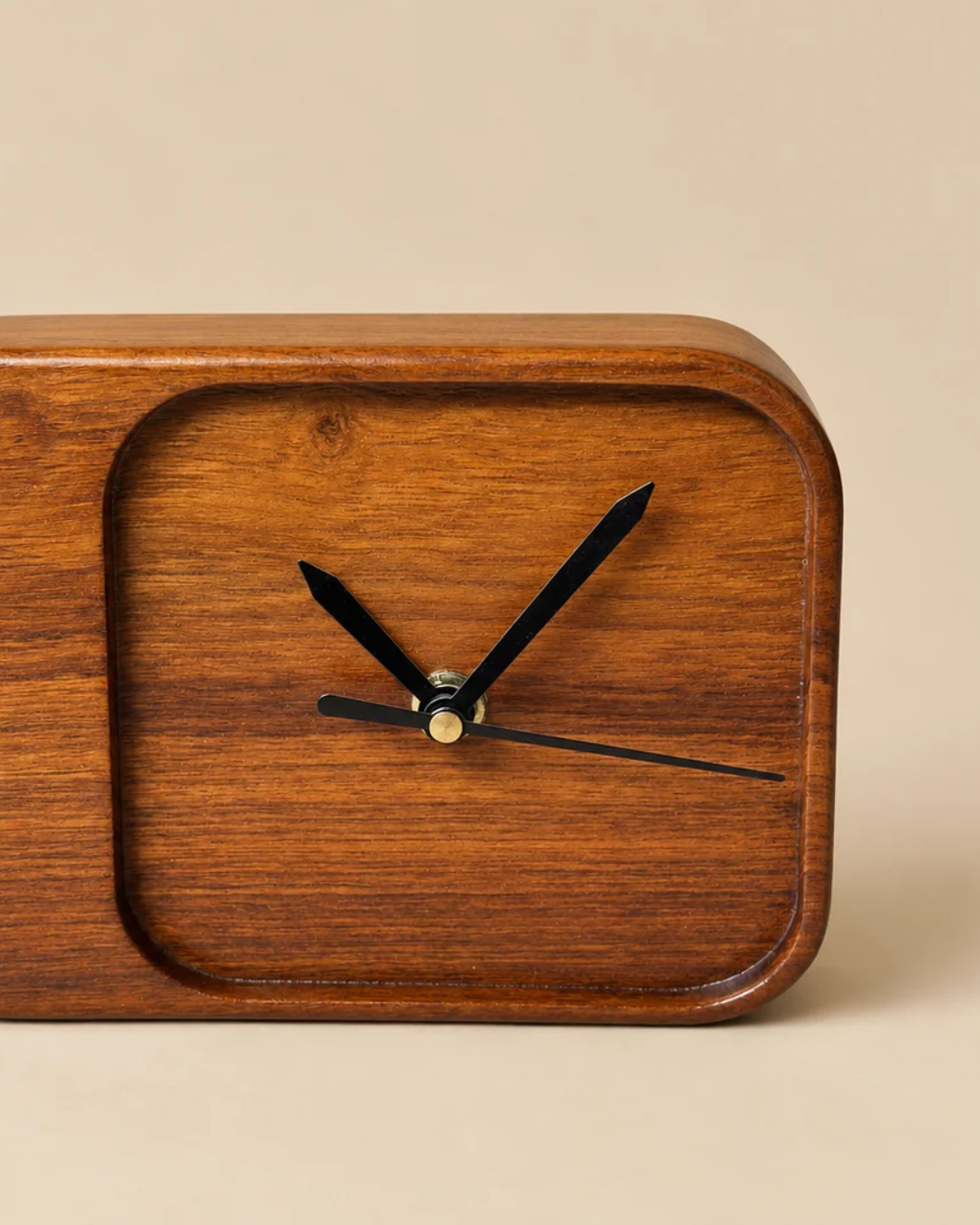 Classic Teakwood Silent Desk Clock | Solid & Natural